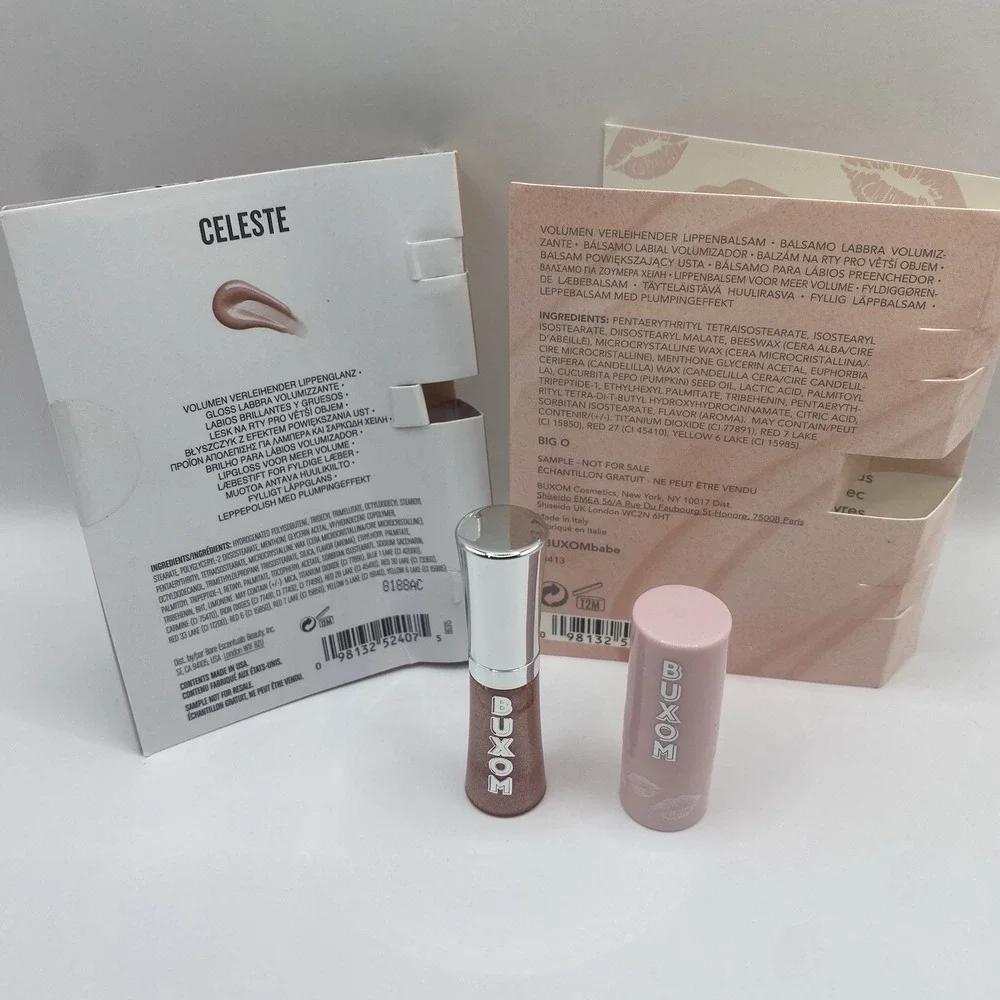Buxom Power-Full Plump Lip Balm Big O & Celeste Plumping Lip Polish 2pc Mini Set